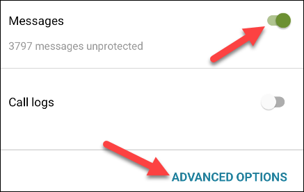 Select "Messages" and Advanced Options."