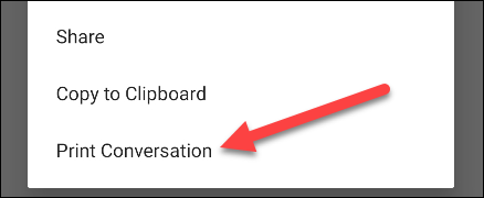 Select "Print Conversation" from the menu.