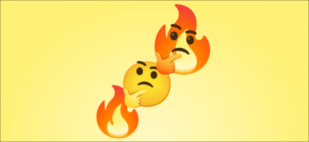 An emoji mash-up of fire and thinking.